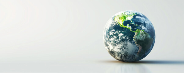 A realistic model of Earth showcasing North and South America prominently, placed against a clean, white background.