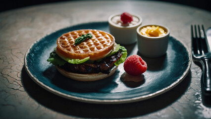 different food decorated on a plate generative ai