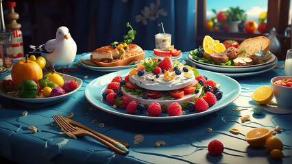 different food decorated on a plate generative ai