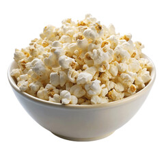 Homemade salted popcorn in bowl isolated on Transparent background.