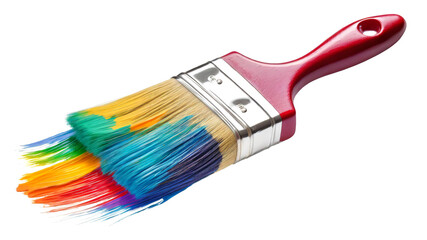 Paint brush with colorful paint isolated on white background. - 753135975