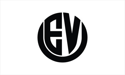 EV initial letter circle icon gaming logo design vector template. batman logo, sports logo, monogram, polygon, war game, symbol, playing logo, abstract, fighting, typography, icon, minimal, wings logo