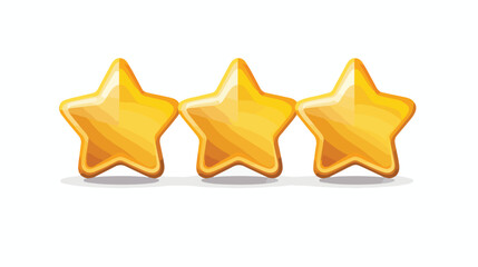 3d rendering rounded rating stars icon. Bubble chat