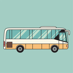City Bus Vector isolated green background. Side view