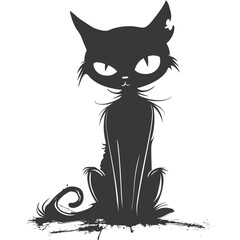 Silhouette cute cat zombie black color only full body