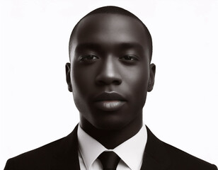 Portrait of young black businessman, isolated on white