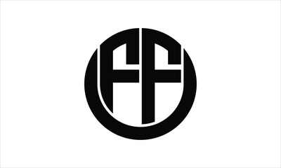 FF initial letter circle icon gaming logo design vector template. batman logo, sports logo, monogram, polygon, war game, symbol, playing logo, abstract, fighting, typography, icon, minimal, wings logo