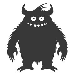 Silhouette cute monster black color only full body