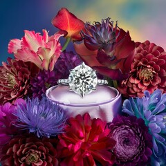 Beautiful flowers by a diamond ring