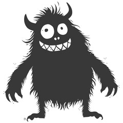 Silhouette cute monster black color only full body