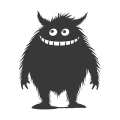 Silhouette cute monster black color only full body