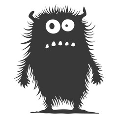 Fototapeta premium Silhouette cute monster black color only full body