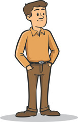 The Reflective Man Thoughtful Contour in Vector Form