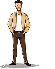 Fototapeta premium Man in Moonlight Lunar Reflection in Vector Art