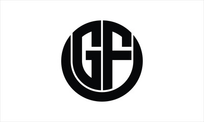 GF initial letter circle icon gaming logo design vector template. batman logo, sports logo, monogram, polygon, war game, symbol, playing logo, abstract, fighting, typography, icon, minimal, wings logo