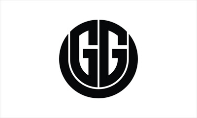 GG initial letter circle icon gaming logo design vector template. batman logo, sports logo, monogram, polygon, war game, symbol, playing logo, abstract, fighting, typography, icon, minimal, wings logo