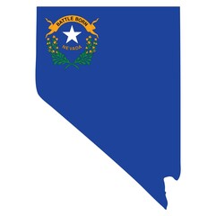 Outline of the borders of the U.S. state of Nevada with a flag