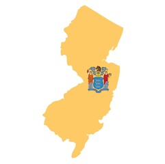 Outline of the borders of the U.S. state of New Jersey with a flag