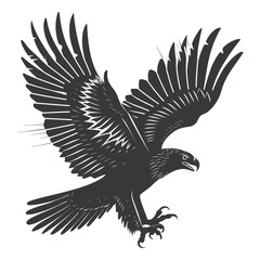 Fototapeta na wymiar Silhouette eagle animal fly black color only full body