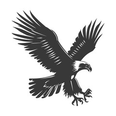 Obraz premium Silhouette eagle animal fly black color only full body