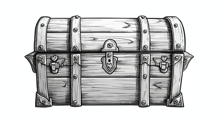 Art illustration in black and white an old trunk fre