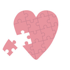 Vector illustration cute doodle puzzle heart for digital stamp,greeting card,sticker,icon, design