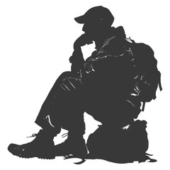 Silhouette homeless black color only full body