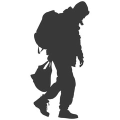 Silhouette homeless black color only full body
