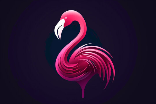 Graceful flamingo logo, with its slender neck and vibrant plumage, representing elegance, grace, and beauty.