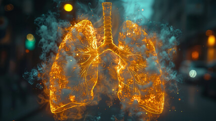 A person's lungs become smoking after many years. The effect of cigarettes on the lungs,generative ai