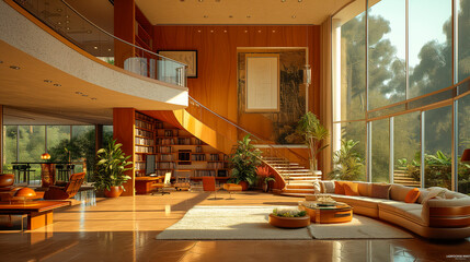 Living room interior with elements of retro style.