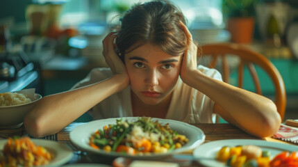 Depiction of the anxiety felt when meals are not prepared according to schedule - obrazy, fototapety, plakaty