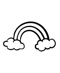 Fototapeta premium Rainbow clip art design on plain white transparent isolated background for card, shirt, hoodie, sweatshirt, apparel, tag, mug, icon, poster or badge