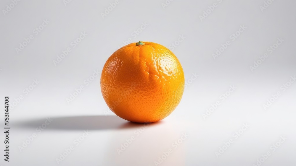 Wall mural One orange on a white isolated background. Space for text, free space, copyspace