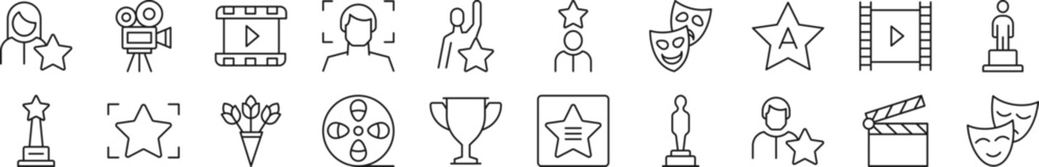 Actor linear vector icons collection. Editable stroke. Simple linear illustration for web sites, newspapers, articles book