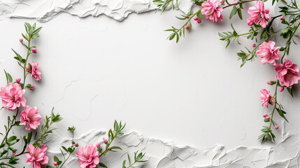 flowers on a white wooden background. 