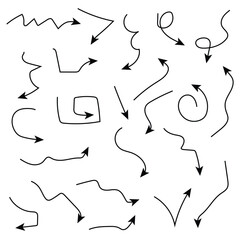 The collection of hand drawn arrows. Arrows set on the white background 2 3