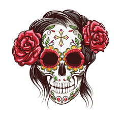 Sugar Skull Makeup Day of The Dead Illustration