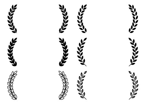 黒の月桂樹の葉の装飾フレームセット