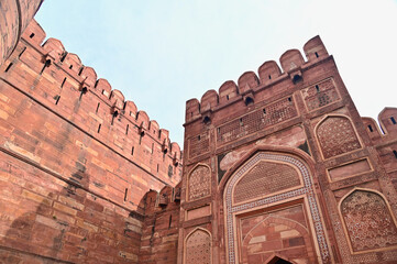 Red Bricks of Agra Fort in Uttar Pradesh, India