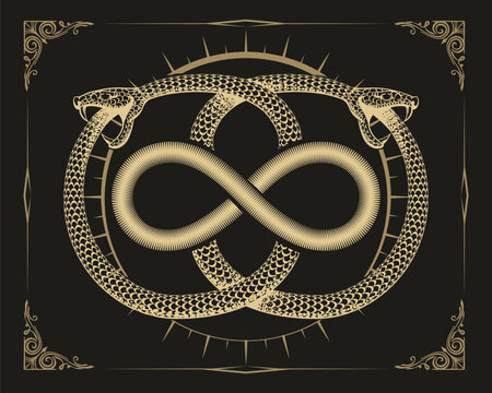Ouroboros Snakes And Infinity Sign Esoteric Emblem