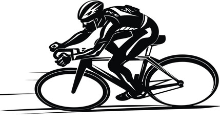 Bicycle racer silhouette freehand draw cartoon vecto