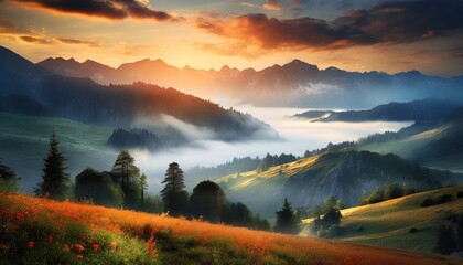 sunrise in the mountains