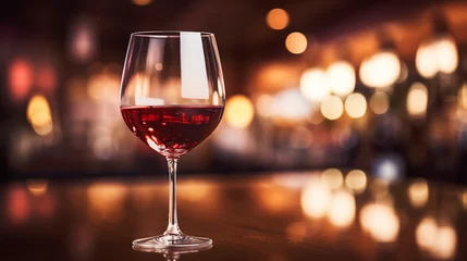 Foto op Plexiglas Glass of Red Wine On A Bar Countertop © Mircea Maties