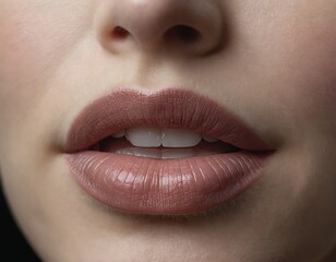 Obraz premium Beautiful woman lips, sexy, close-up, natural color without lipstick. Concept of beauty salon, cosmetics, Lip contouring