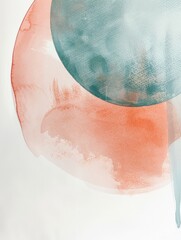 Fototapeta premium A painting featuring a striking blue and orange circle against a plain white backdrop.