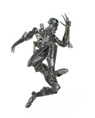 apocalypse cyborg is jumping like a comic hero