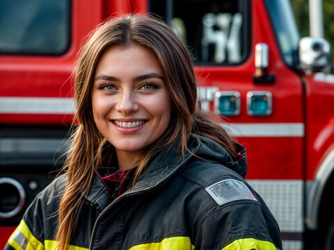 portrait of a woman with fire engine