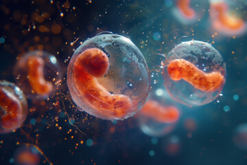 Embryo development illustrated through detailed chromosome vectors, encapsulating the essence of technology and innovation in biology. - obrazy, fototapety, plakaty