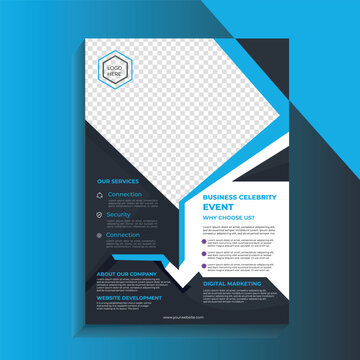 Modern blue and black flyer design template